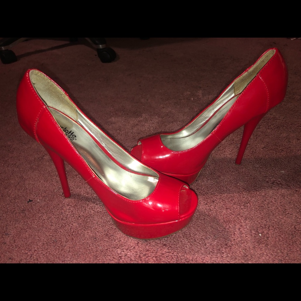 Red Peep-Toe Heels